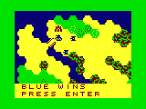 The blue army captures the enemy capital and wins